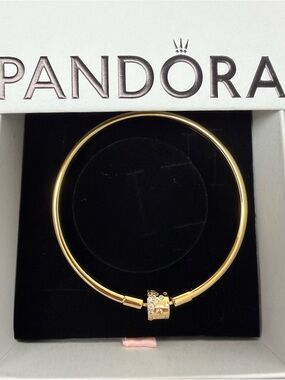 Pandora Gold Crystal Accent Bangle Bracelet